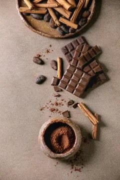 Dark chocolate with cocoa Stock Photos