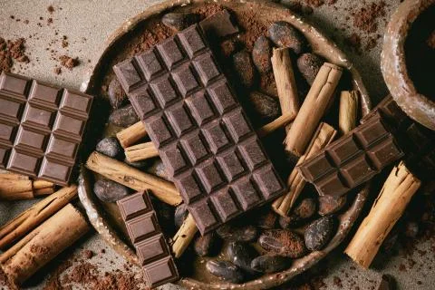 Dark chocolate with cocoa Foto stock