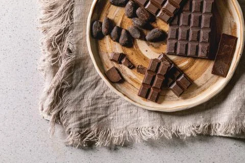 Dark chocolate with cocoa Stock Photos
