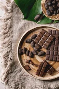 Dark chocolate with cocoa Stock Photos