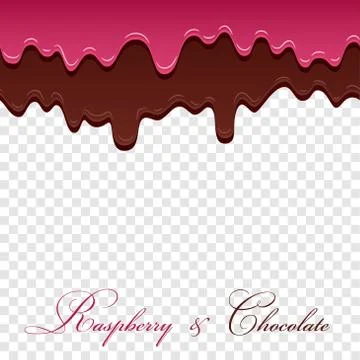 Dark chocolate, jam raspberry seamless pattern. Drip chocolate isolated white Stock Illustration