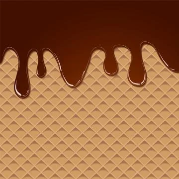 Dark Chocolate Melted on Wafer Background. Vector Illustration, eps 10 Stock Illustration