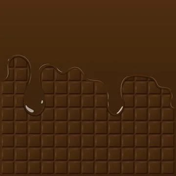 Dark chocolate pattern and dripping chocolate, vector illustration Stock Illustration