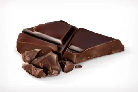 Dark chocolate pieces vector icon Stock Illustration