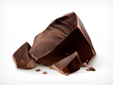 Dark chocolate pieces, vector icon Stock Illustration