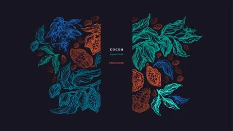 Dark chocolate, plant. Vector texture background Stock-Illustration