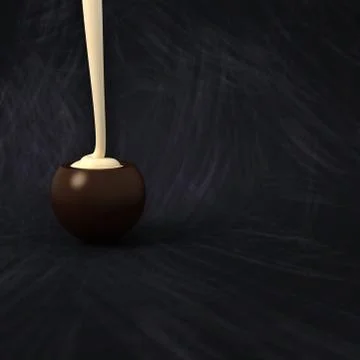 Dark chocolate praline witch vanilla cream filling on blackboard Stock Illustration