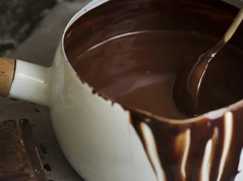 Dark chocolate sauce Stock Photos