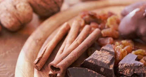 Dark chocolate with spices, close up Stock Footage 97407903
