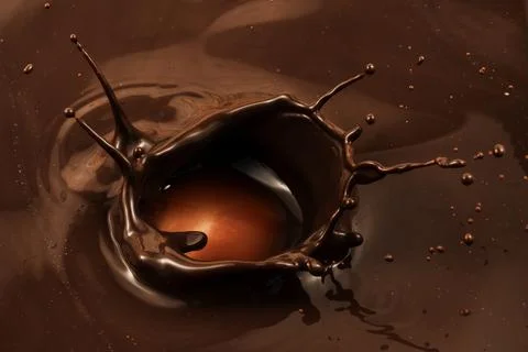 Dark chocolate splash crown liquid wave Stock Photos