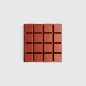 Dark chocolate square shape on a white background from top view. Isolate 스톡 사진
