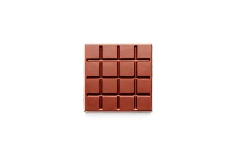Dark chocolate square shape on a white background from top view. Isolate Stock Photos