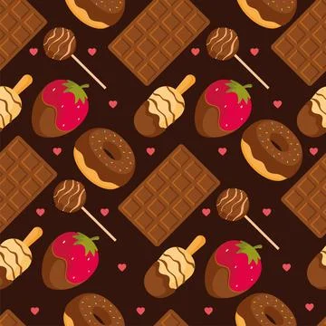 Dark chocolate sweets pattern. Vector Stock Illustration