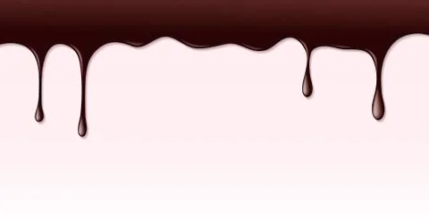 Dark chocolate syrup leaking on pink cake background Stock Illustration