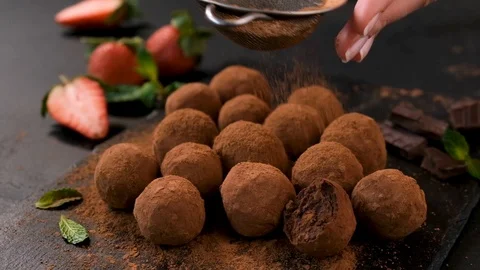 Dark Chocolate Truffles Video stock 124911207