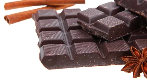 Dark chocolate on white background Vídeos de archivo 57732127