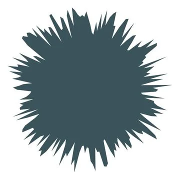 A dark, circular, abstract shape with many jagged, spiky points radiating out Stock Illustration