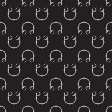 Dark circular barbells horseshoe vector seamless pattern 스톡 일러스트