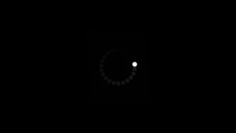 Dark circular buffering icon visual bright white moving dot, soft black backgrou Stock Footage 340479545
