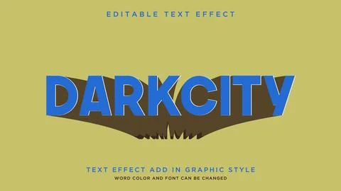 Dark city cool text effect editable text style Stock Illustration