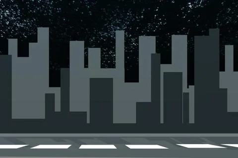 Dark City Skyline Beneath Starry Night Sky Illustration Illustrazione stock