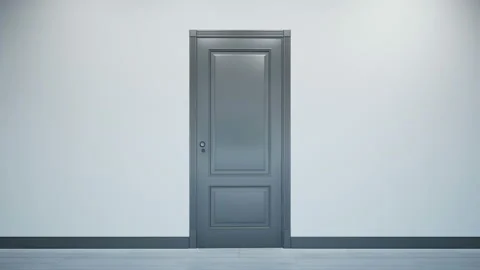Dark classic design door opening, alpha matte. 60 fps animation. 動画素材 107619893