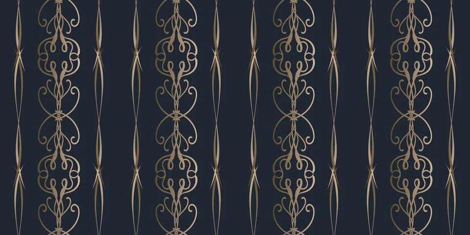 Dark classic seamless pattern in victorian style Stock Illustration