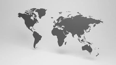 Dark clean 3D world map with shadows on white background Ilustración de archivo