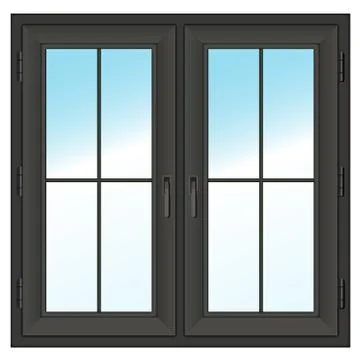 Dark closed double window.  Stock Illustration