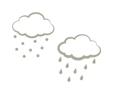 Dark cloud and precipitation on a white background. Silhouette. Stock Illustration