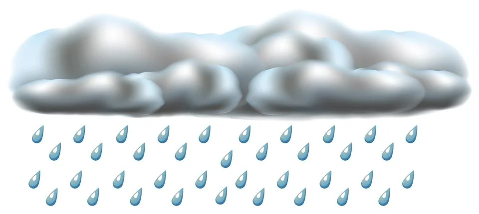 Dark cloud and rain on white background Stock Illustration