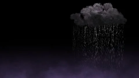 Dark Cloud with Lightning Spilling Raindrops 4K Loop Stock Footage 312238395