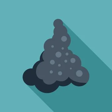 Dark cloud of smoke spreading in the air with long shadow Illustrazione stock