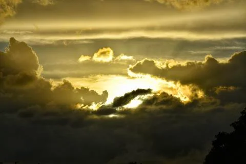 The dark cloud sunset Yellow Stock Photos