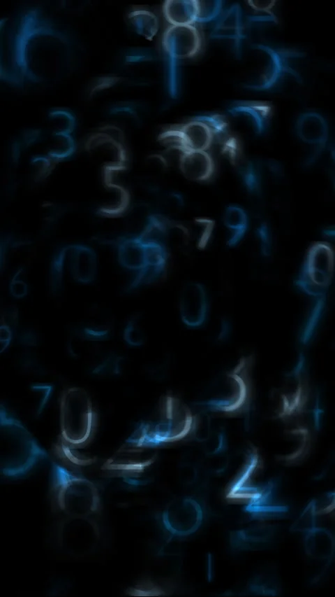 Dark Cloud of Swirling Random Numbers Vertical Background Animation Stock Footage 289444726