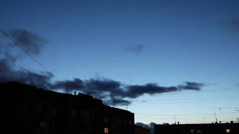 Dark cloud with white light sky background and city light midnight evening time Stock Footage 124160149
