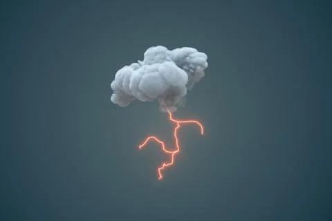Dark clouds and lightning, weather forecast, 3d rendering. Stockillustratie