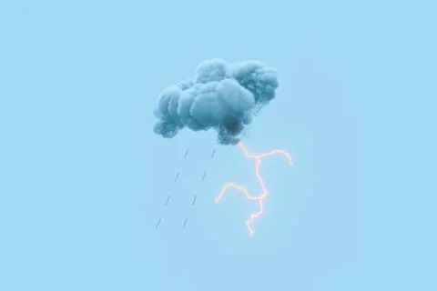 Dark clouds and lightning, weather forecast, 3d rendering. Stock Illustration