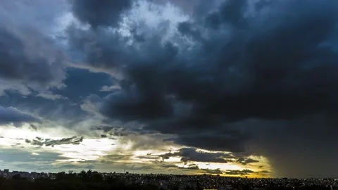 Dark clouds and rainy over the city Stock Footage 231821057