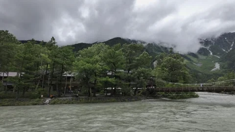 Dark Clouds and Rapid River Stock Footage 330929058