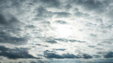 Dark clouds block the sun. Illumination in dark storm clouds. Time Lapse Storm Stock Footage 253799979