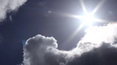 Dark clouds with bright sun beams - sky background with sunrays - Time Lapse Stock Footage 154043743