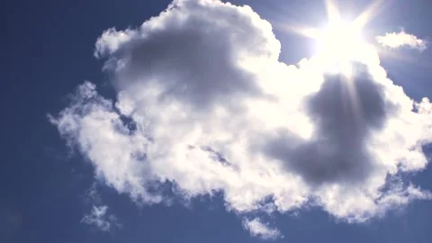 Dark clouds with bright sun beams - sky background, birds, sunrays - real time Stock Footage 154261673