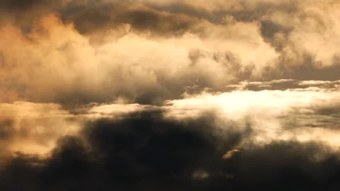 Dark clouds with bright sun beams - sky background, birds, sunrise - real time Stock Footage 154686852