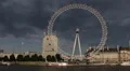 Dark Clouds British Landmark London Eye South Bank Thames River Aquarium England HD Footage