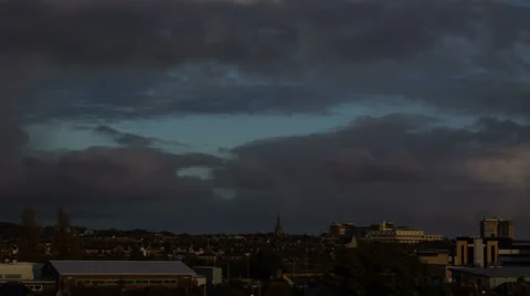Dark clouds city skyline 1 hd time lapse Stock Footage 35443838