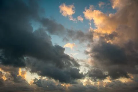Dark Clouds During Sunset Stock Photos