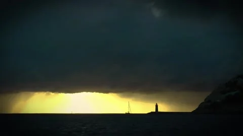 Dark clouds during sunset Port d´Andratx, Mallorca Stock Footage 48581071
