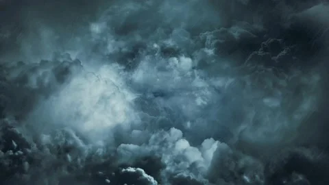 Dark clouds gathered as lightning and thunder announced the storm. Stock Footage 233675593
