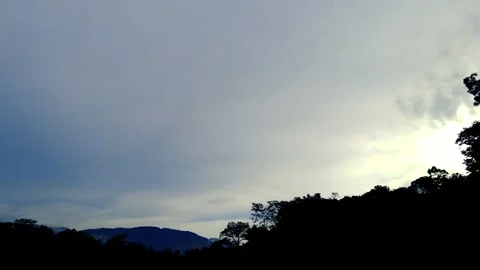 Dark Clouds Gathering Over Tropical Landscape. Timelapse Stockbeeldmateriaal 308154231